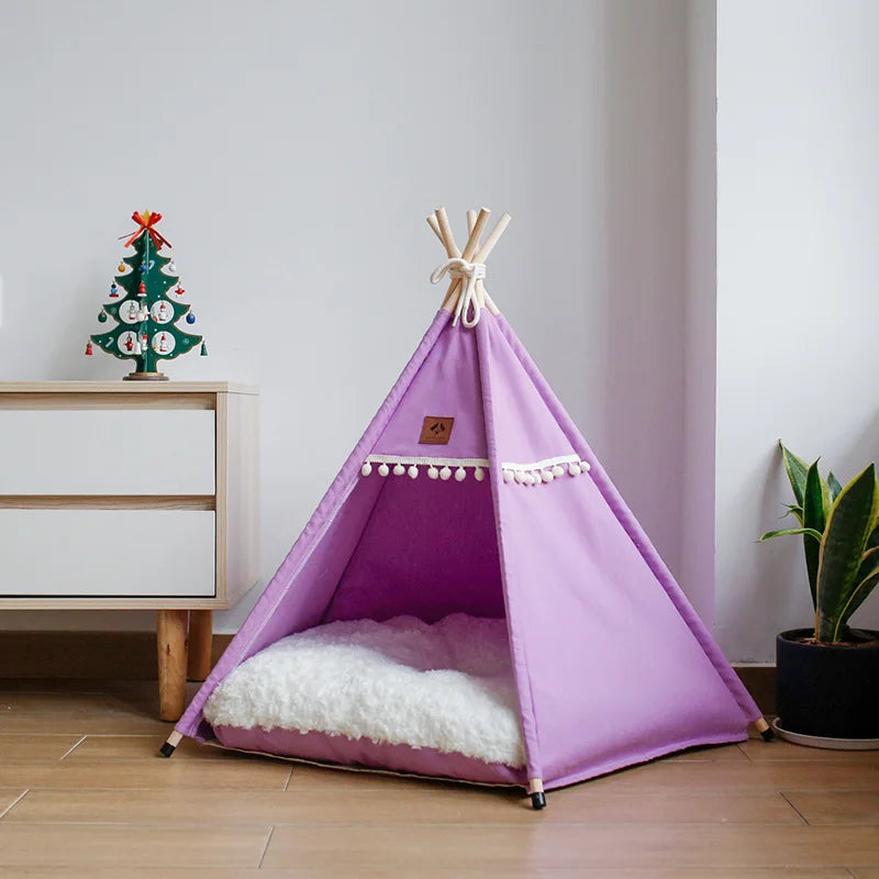 Tipi pour Chien et Chat – Tente d'Intérieur Douillette avec Coussin Lavable