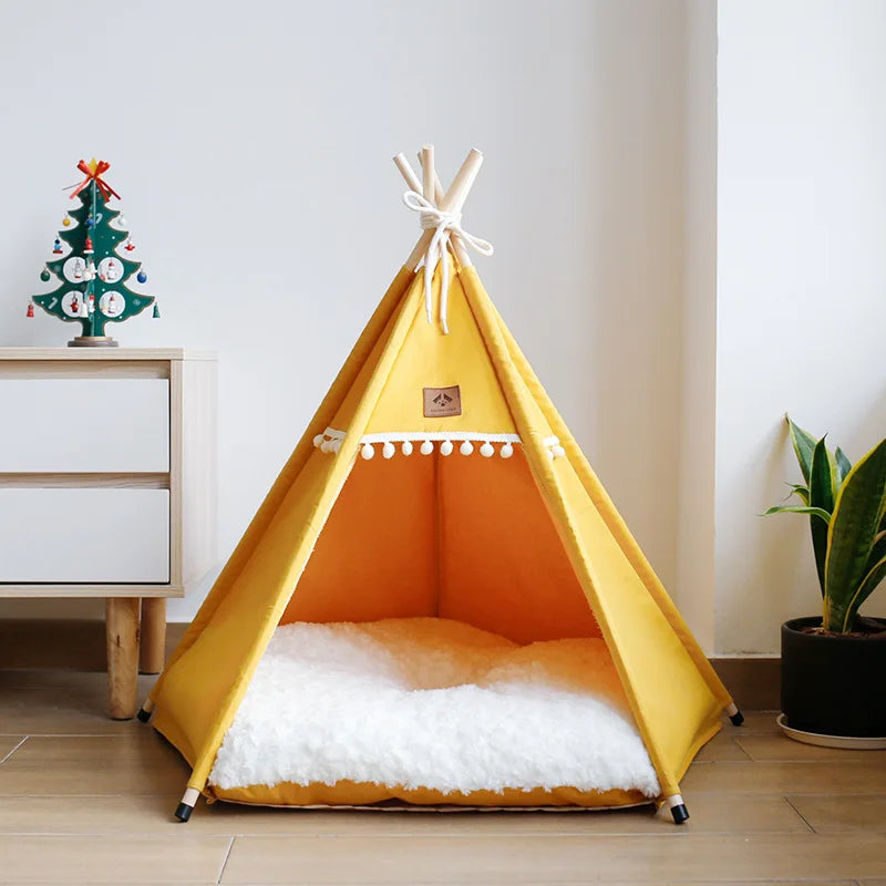 Tipi pour Chien et Chat – Tente d'Intérieur Douillette avec Coussin Lavable
