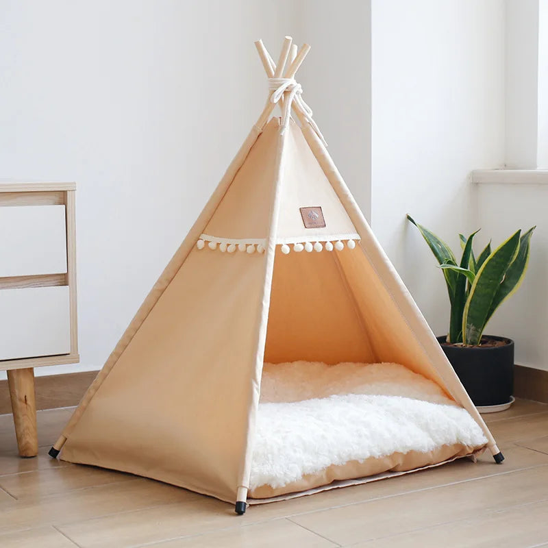 Tipi pour Chien et Chat – Tente d'Intérieur Douillette avec Coussin Lavable