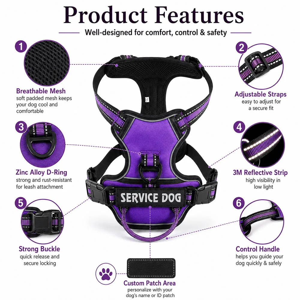 Harnais pour Chien en Nylon – Gilet Réfléchissant & Sécurisé