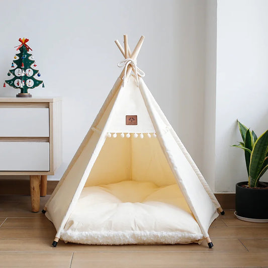 Tipi pour Chien et Chat – Tente d'Intérieur Douillette avec Coussin Lavable