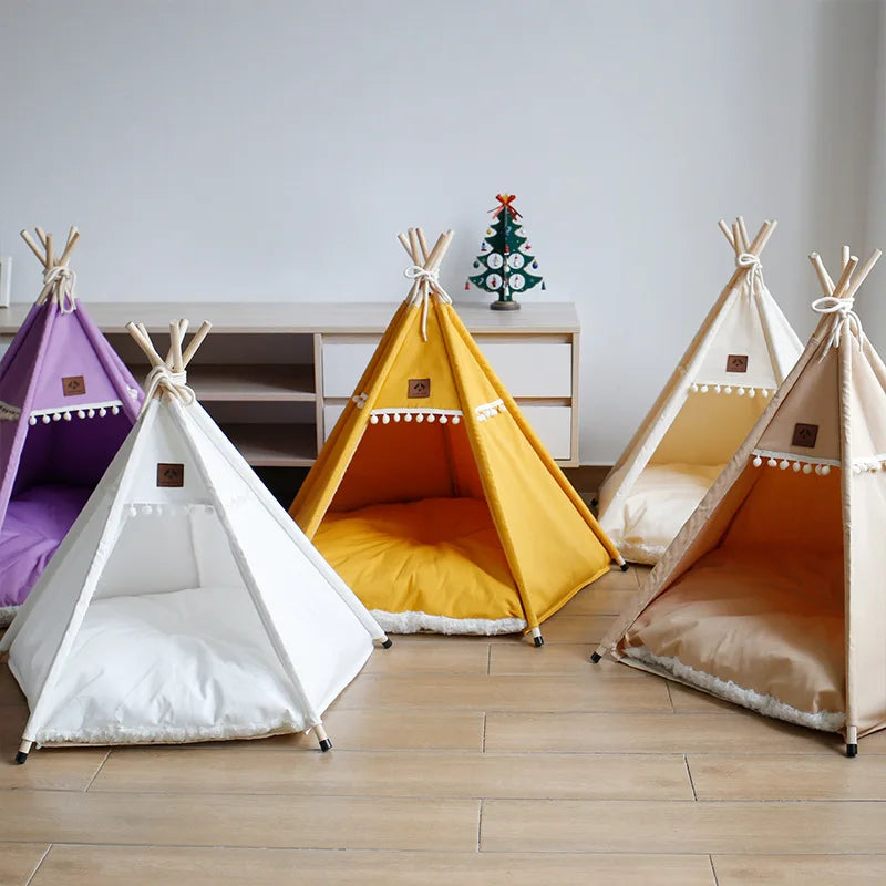 Tipi pour Chien et Chat – Tente d'Intérieur Douillette avec Coussin Lavable