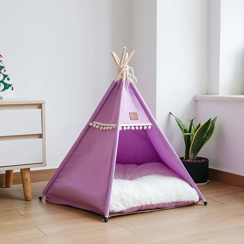 Tipi pour Chien et Chat – Tente d'Intérieur Douillette avec Coussin Lavable