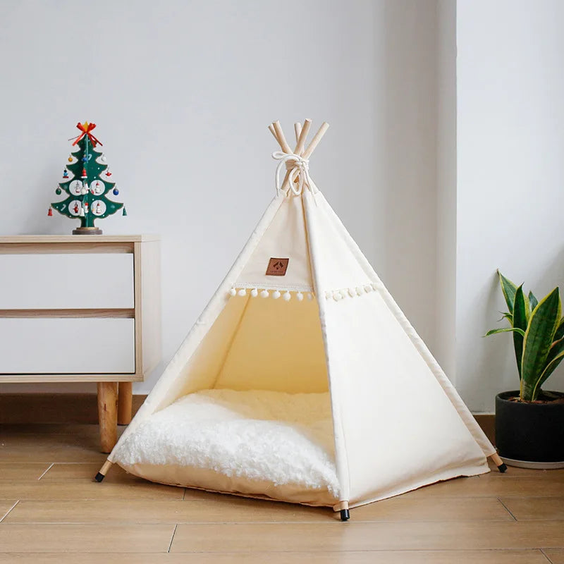 Tipi pour Chien et Chat – Tente d'Intérieur Douillette avec Coussin Lavable